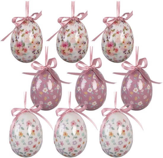 Clayre & Eef Paashanger set van 9 Ø 5x8 cm Wit Kunststof