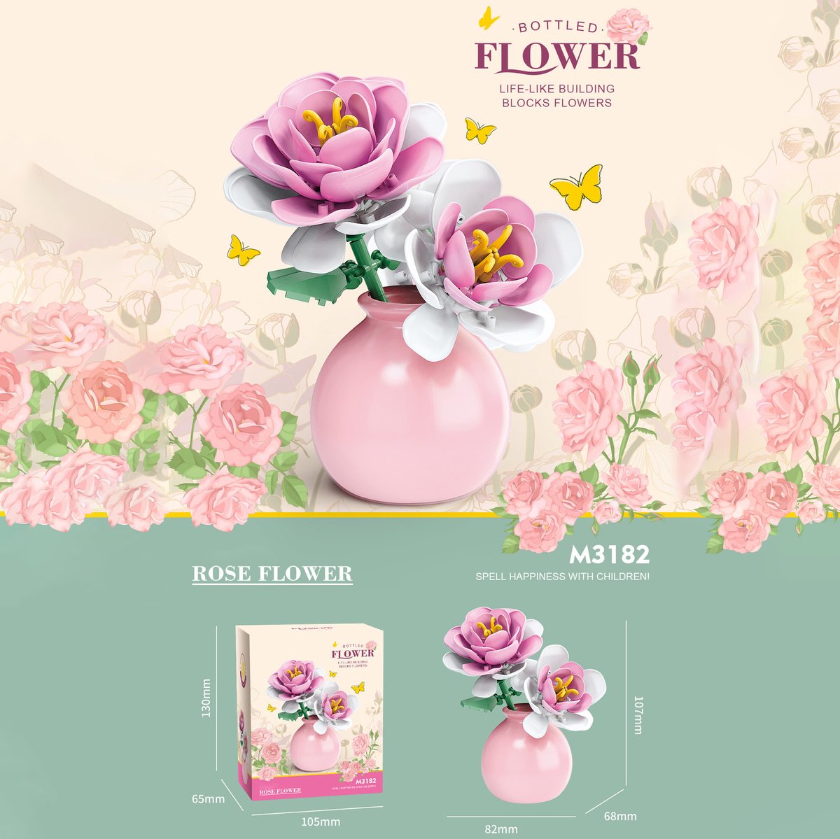 Namajunas - Mini Kunstbloemen Boeket - Bloemenboeket in Vaas - Bouwpakketten volwassenen - Botanical Flowers Collection - Botanical Bloemen - Bouwsets - Niet geschikt voor LEGO - Eeuwige roos - Decoratie voor Huis, Cadeau, Pasen, Moederdag — cadeau in Spellen & Speelgoed - foto 4