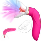 Tong Vibrator -Tepels - Lik en Zuig Functie - Vacuümpomp - Likkende Vagina Zuiger - Vibrator voor Vrouwen - Clitoris - Beffen - Seksspeeltje voor Vrouwen - Rood