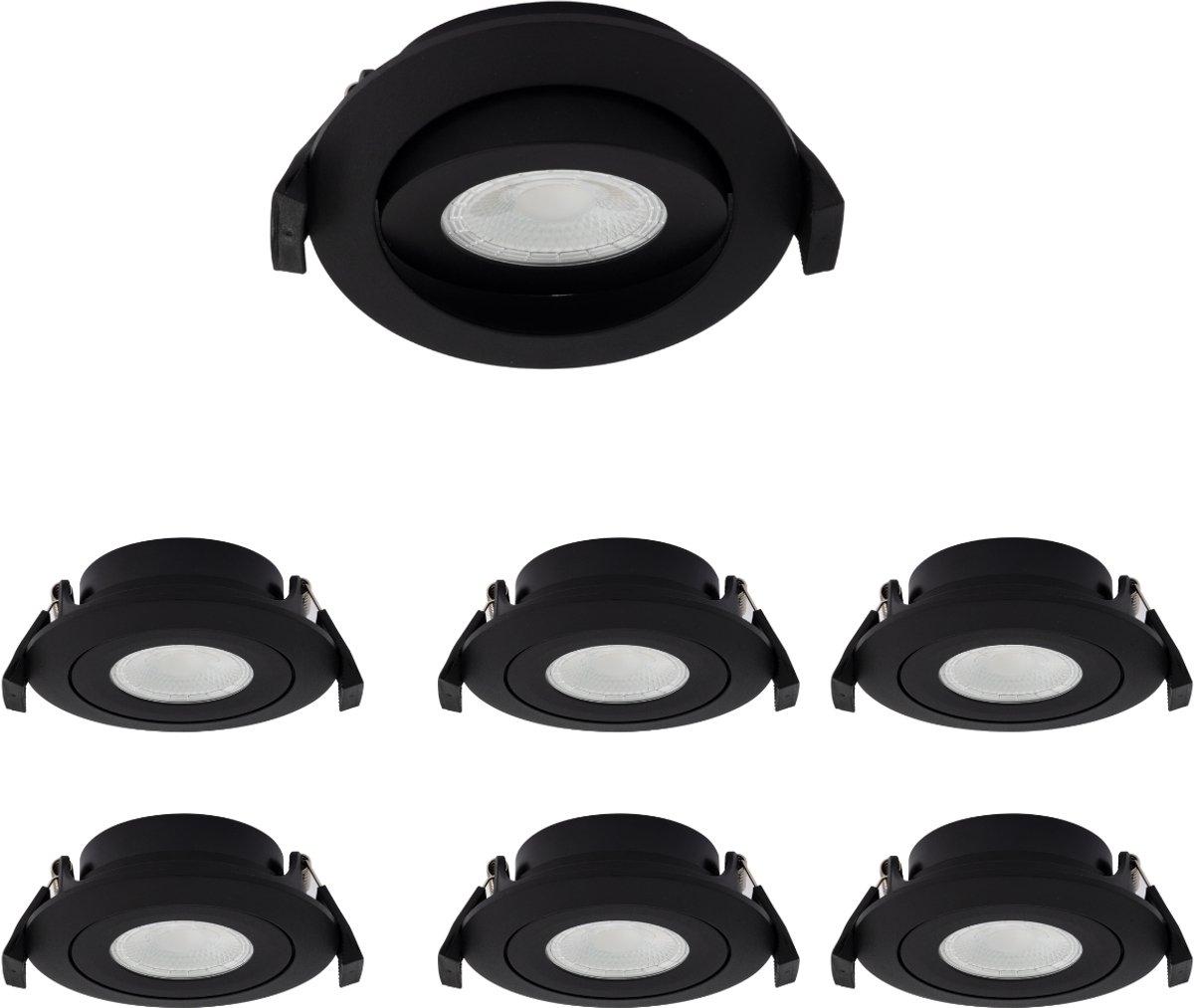 Lichtendirect - LED Inbouwspot Zwart – Set van 6 – IP44 – Dimbaar – Kantelbaar – CCT - inbouwspot badkamer