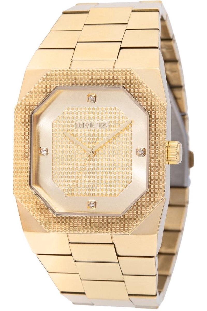 Invicta Cuadro 49869 Heren Horloge - Waterdicht - Analoog - Quartz Uurwerk - Roestvrij Staal met gouden Wijzerplaat - 40mm