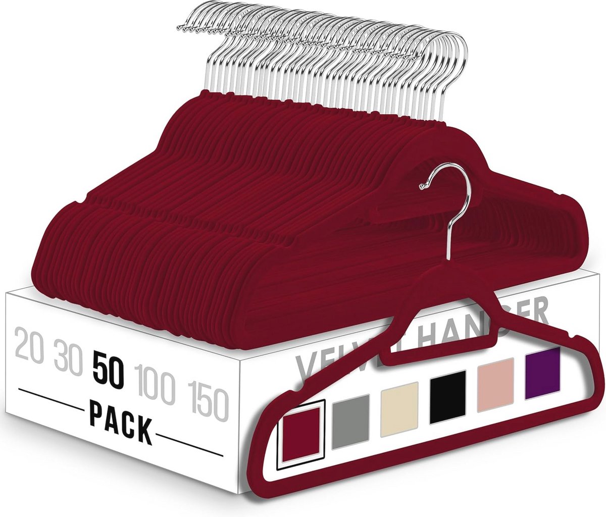 Velvet Clothes Hangers Set van 50 - Antislip en Ruimtebesparend voor Kleding