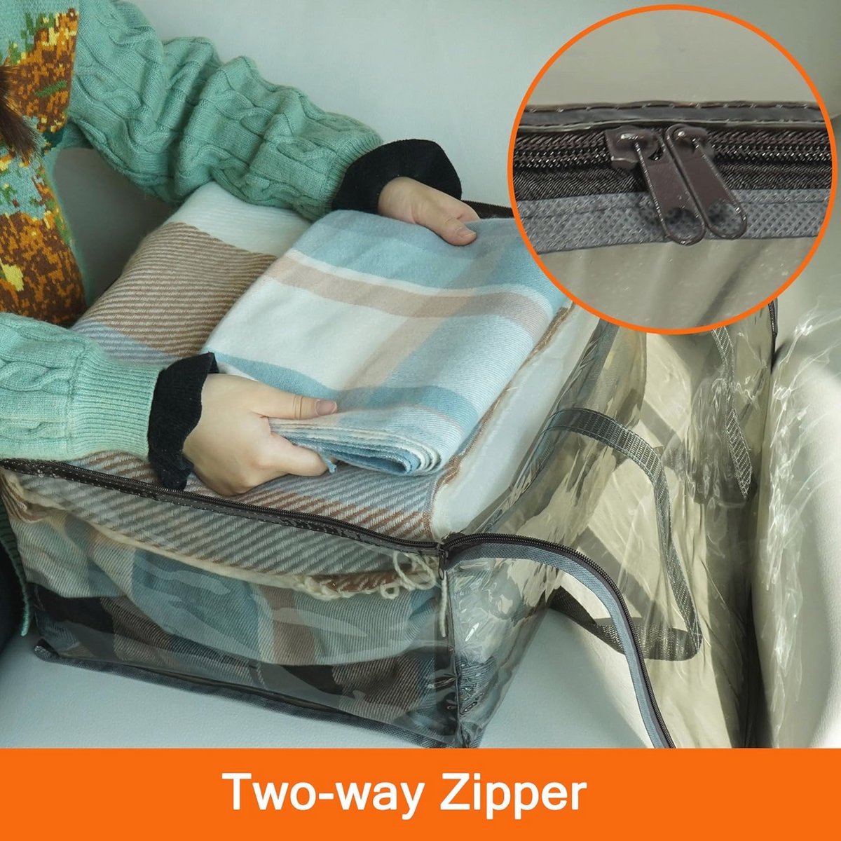 Transparante Opbergzakken 3 Pack - 40L Kleding, Dekens, Kussens Opslag