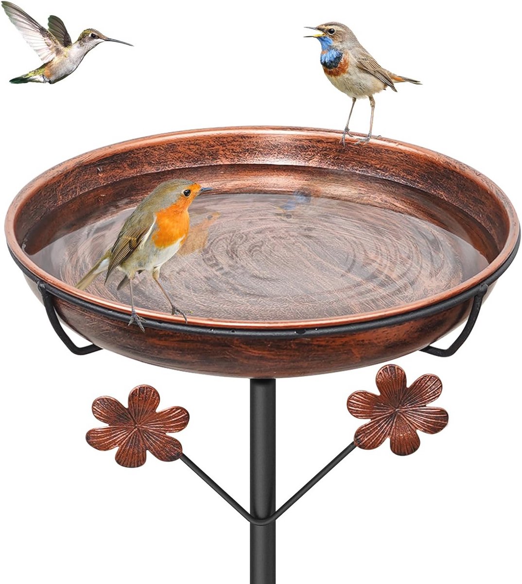 Vintage Vogelbad voor Buiten - Metalen Tuin Waterbad voor Wilde Vogels, Winterbestendig, Eenvoudig te Reinigen