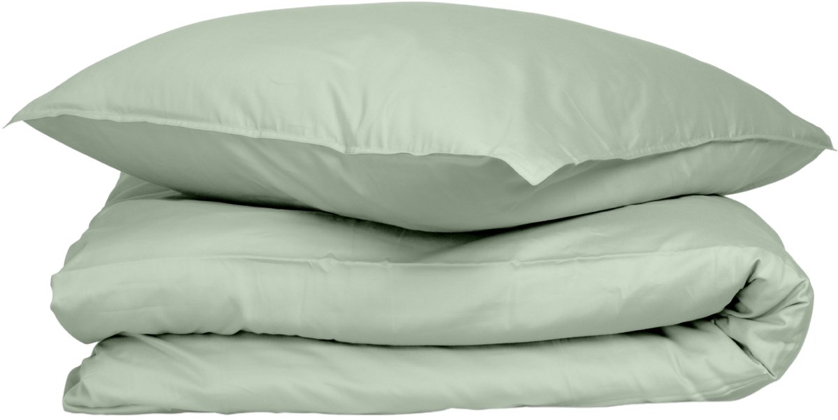 Wocha Dekbedovertrek Set - 100% Biologisch Katoen Satijn (300TC) - 140x200/220 - Groen - Premium kwaliteit - Incl. 1 kussensloop