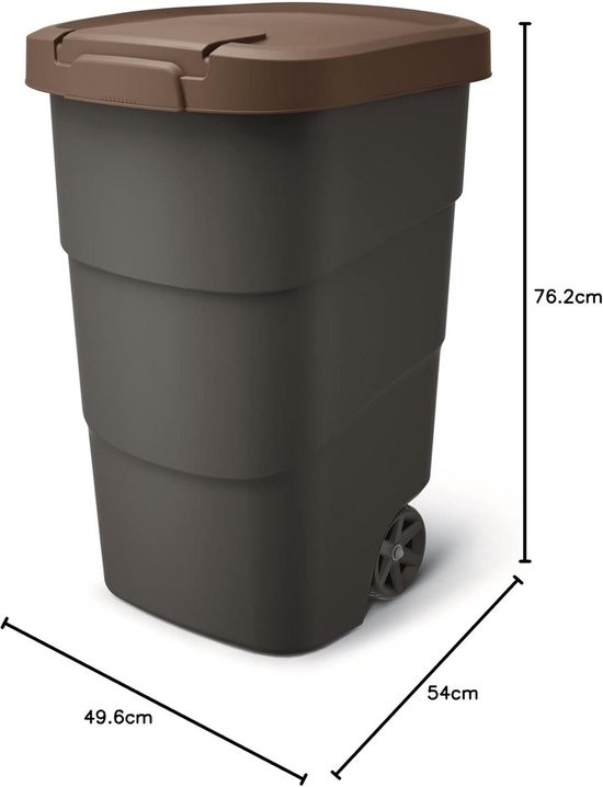 Grote 95 liter afvalcontainer op wielen met deksel voor buiten en ...