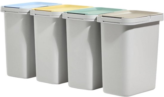 Robuuste Vuilnisemmerset voor Afvalscheiding - 4 Containers met Dicht ...