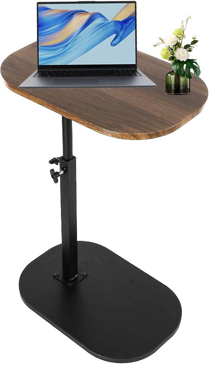 Verstelbare C-vormige bijzettafel met draaibaar tabletop voor moderne interieurs
