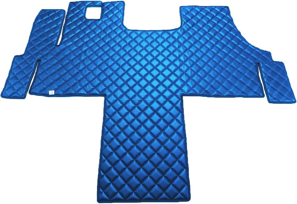 Gewatteerde vloermatten voor Fiat Ducato, Peugeot Boxer en Citroen Jumper - Comfortabele, synthetische leer hoezen met hygiënecertificaat - Blauw, 1 cm dikte