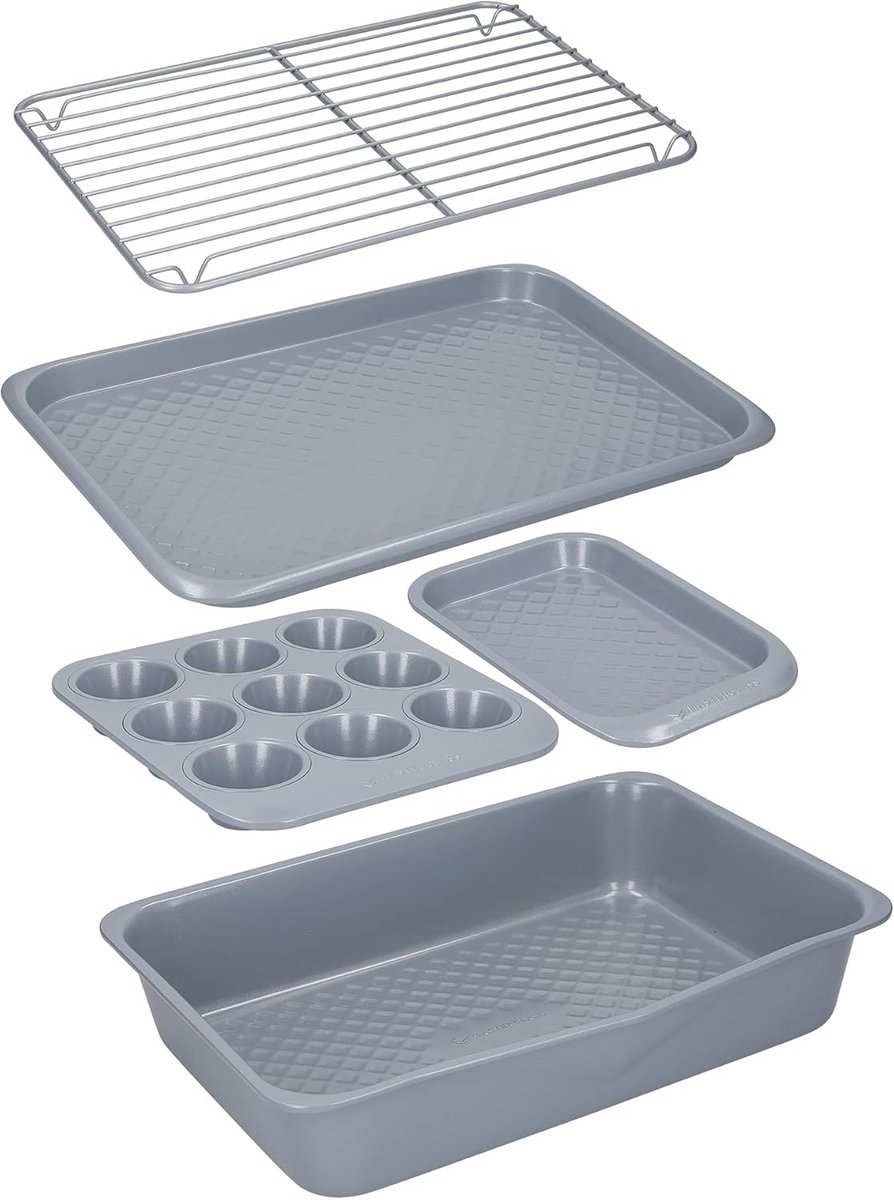 Stapelbare bakvormen set van 5, koolstofstaal met keramische coating