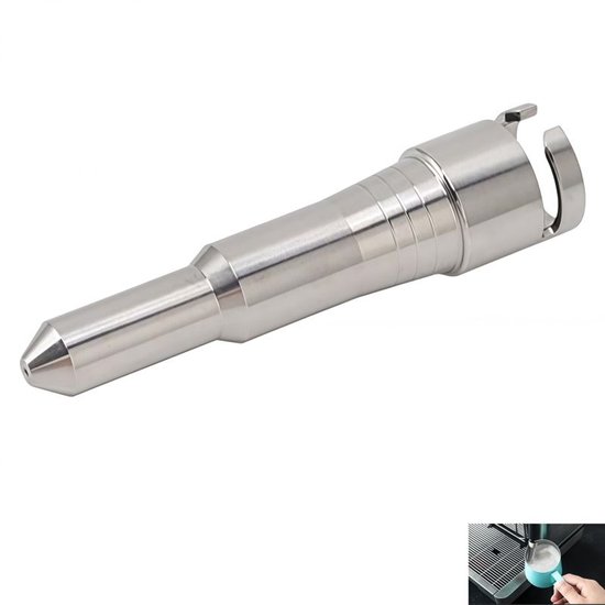 Buse vapeur en acier inoxydable - mousseur de lait puissant - convient pour les machines à café - avec joint en silicone - argent - 73,5 x 17 mm