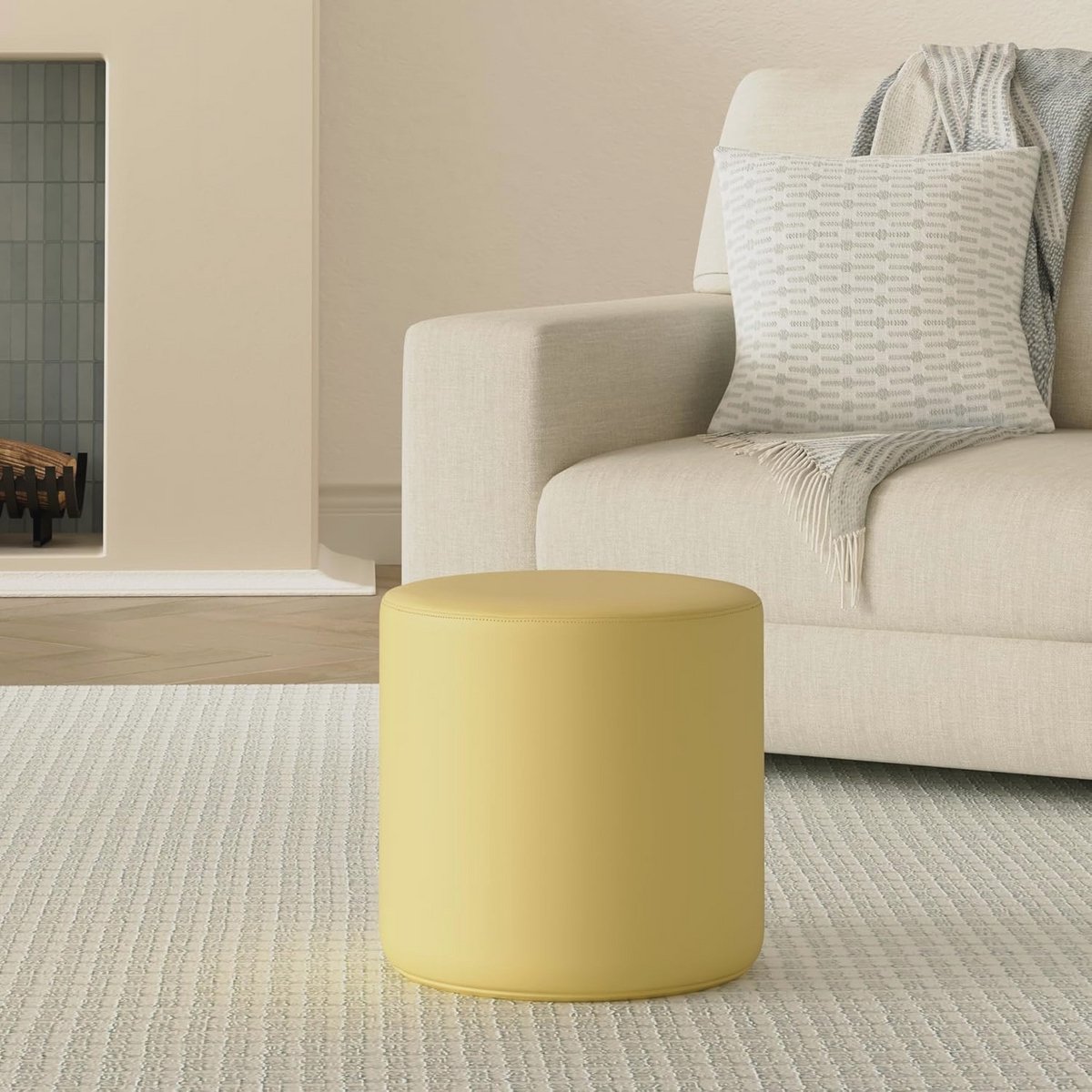 Ronde Chill Ottoman Voetensteun - Meubels voor Binnen en Buiten - Design Puff in Oranje - 55 x 55 x 45 cm