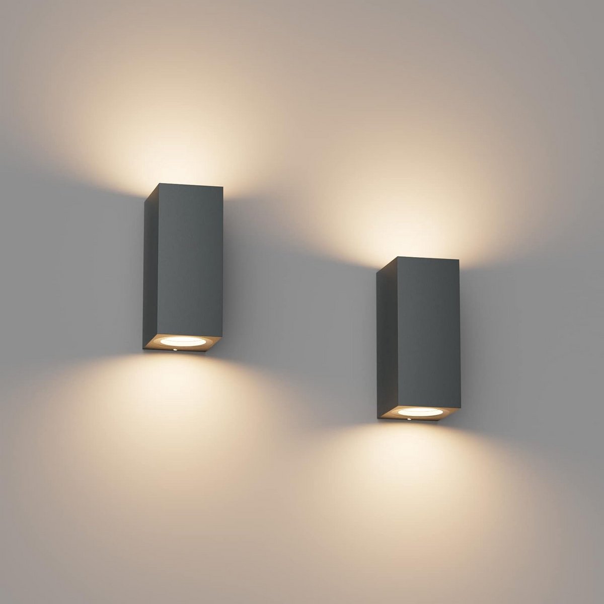 Moderne antraciet wandlamp - Waterdicht IP65 - Voor binnen en buiten - Aluminium hoekig ontwerp - GU10 fitting