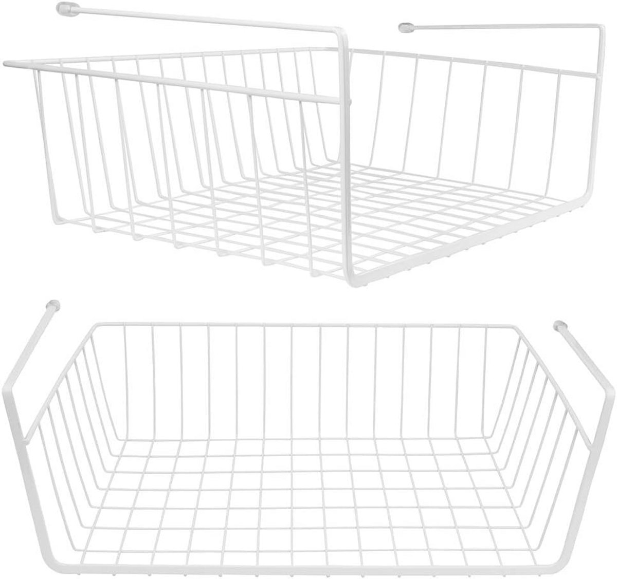 Witte Onder Plank Mand voor Keuken en Bureau - Draad Opslagmanden (2 Pack)