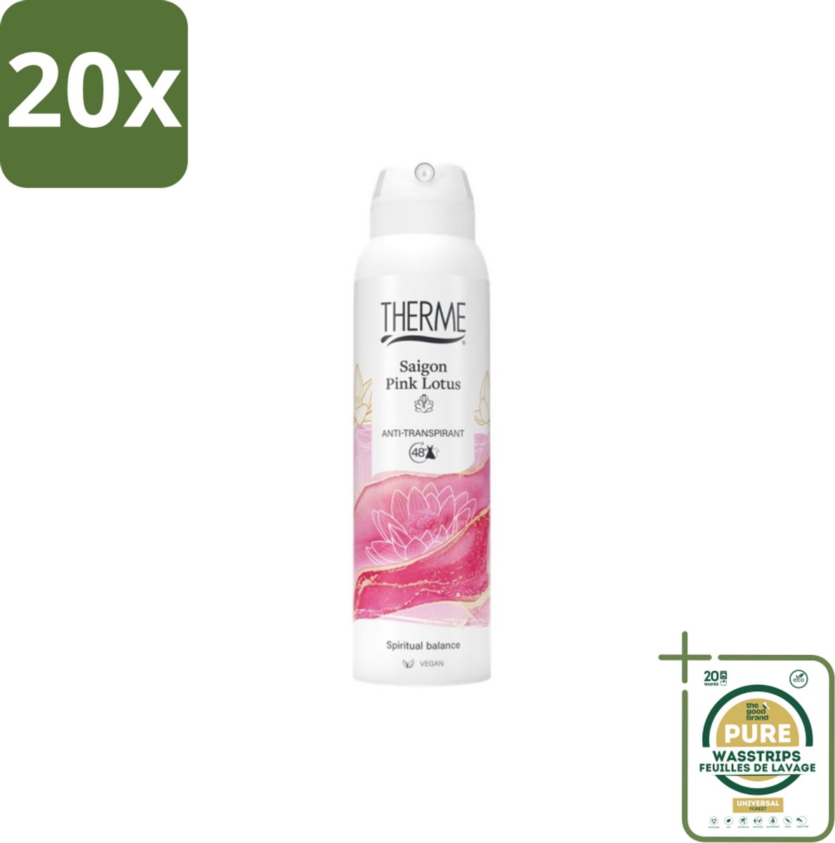 20 x Therme – Anti-Transpirant – Saigon Pink Lotus – 150 ml - Grootverpakking - Koffie - Koffiezetapparaat - Koffiezetapparaat