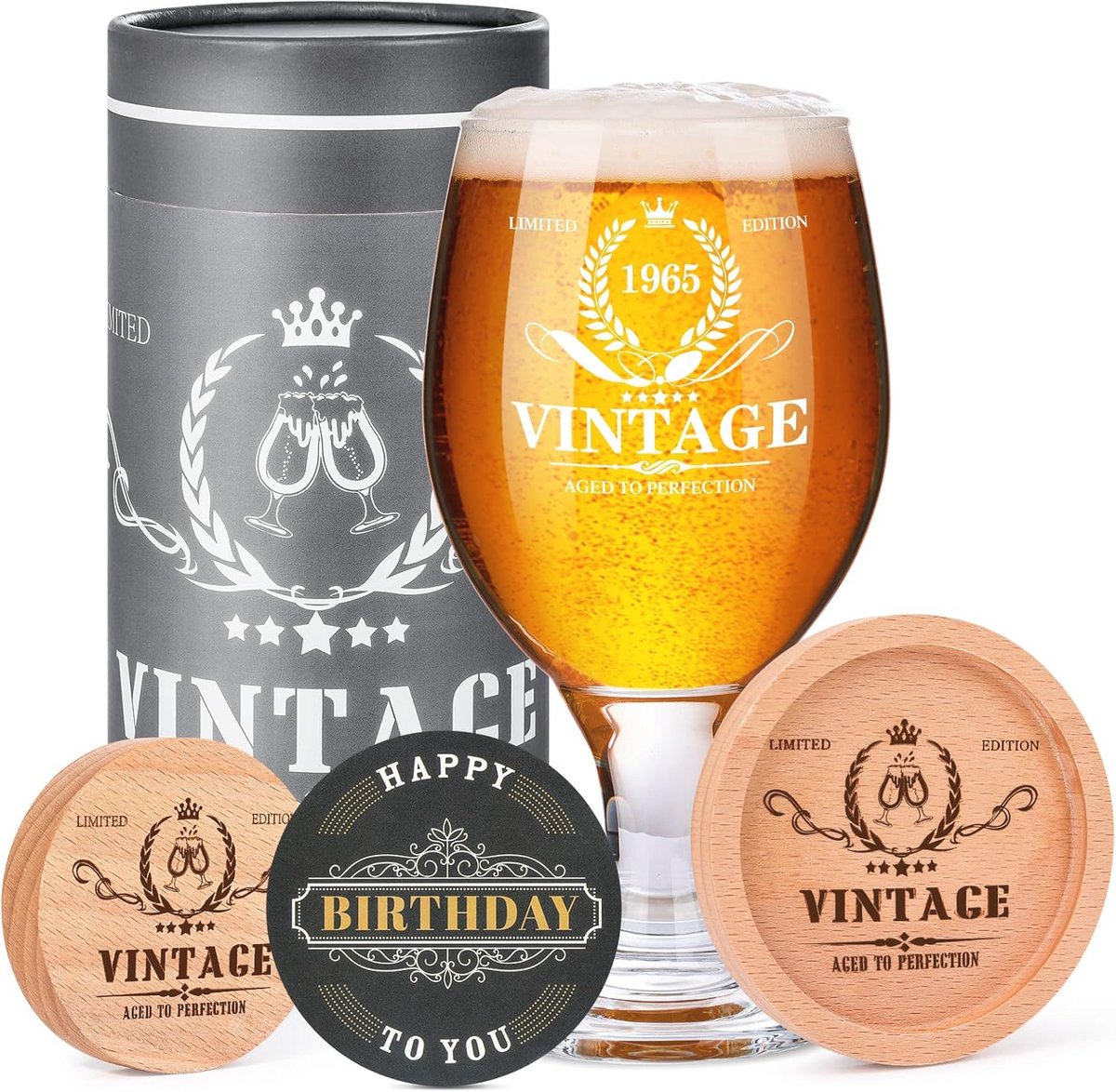 60e Verjaardagscadeaus voor Mannen en Vrouwen - Gepersonaliseerd 14 oz Bierglas