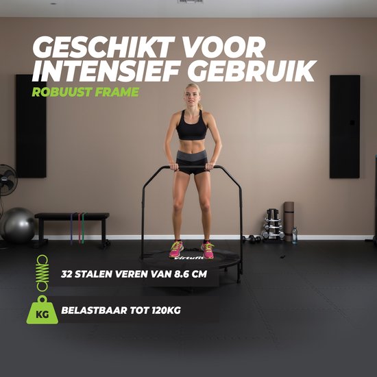VirtuFit Opvouwbare Fitness Trampoline met Handvat - Zwart - 100 cm - Geschikt voor Jong en Oud - Uitsluitend voor Fitnessdoeleinden - Inklapbaar - Fitness Trampoline Opvouwbaar - Fitness trampoline met Beugel - Fitnesstrampolines