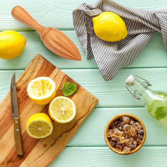 Daity Set van 2 handmatige citroenpersen van beukenhout - handzaam ontwerp voor een gemakkelijke grip. Geschikt voor thuisgebruik - bars - cafés en restaurants. Perst sap uit sinaasappels - citroenen - limoenen en andere citrusvruchten (bruin). van daity — afbeelding 4