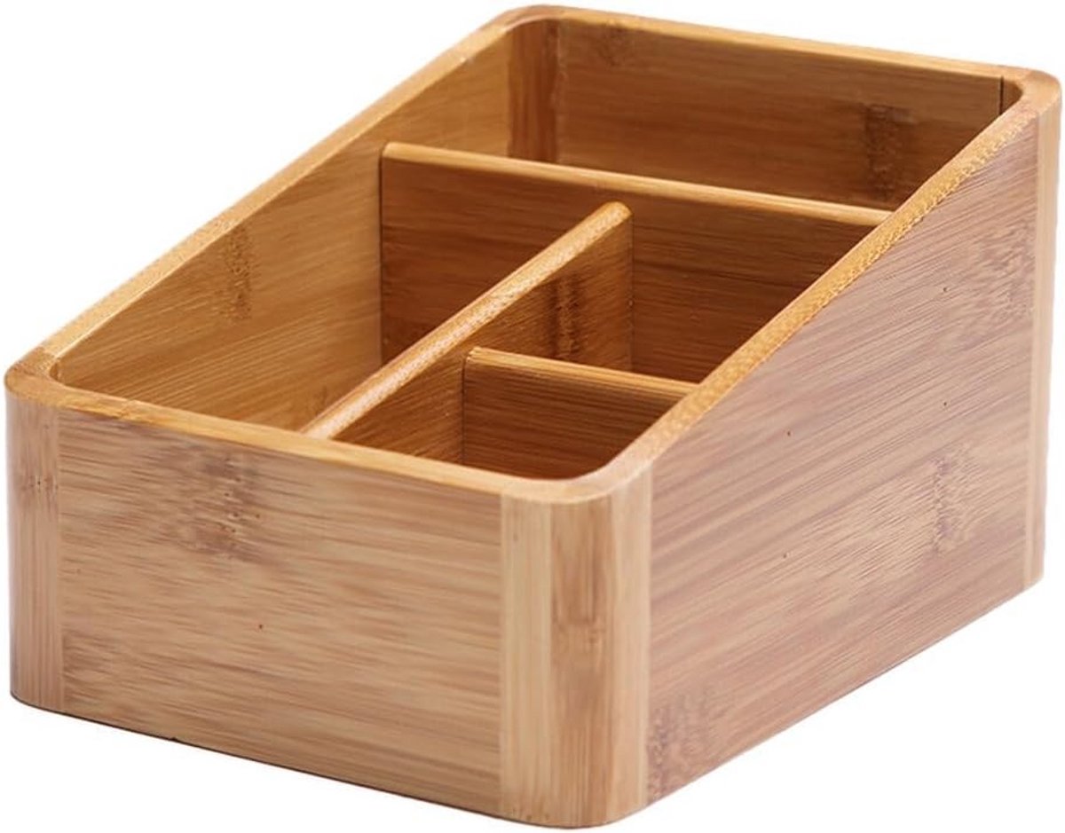 Bamboe Afstandsbediening Houder - Bureau Organizer met 4 Vakken