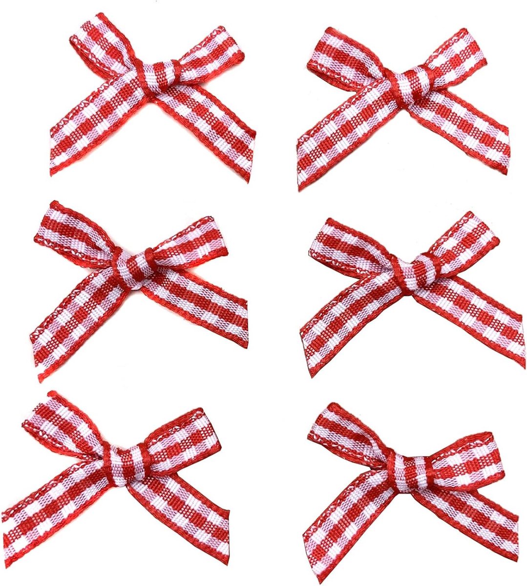Allecta - Satijnen Strikjes voor Decoratie DIY - 100 Stuks - Geruit Patroon - Bruiloft Feest Cadeau