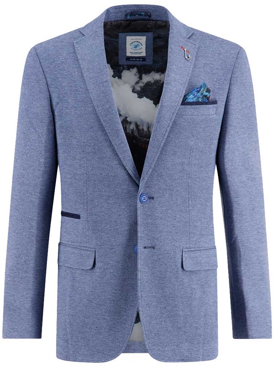 A Fish Named Fred colbert gemeleerd blauw slim fit