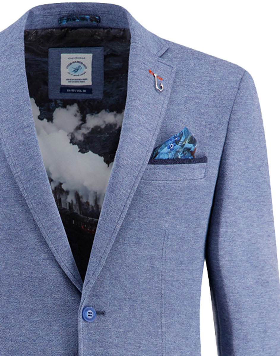 A Fish Named Fred colbert gemeleerd blauw slim fit