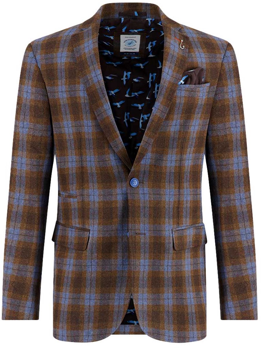 wollen A Fish Named Fred colbert bruin geruit slim fit