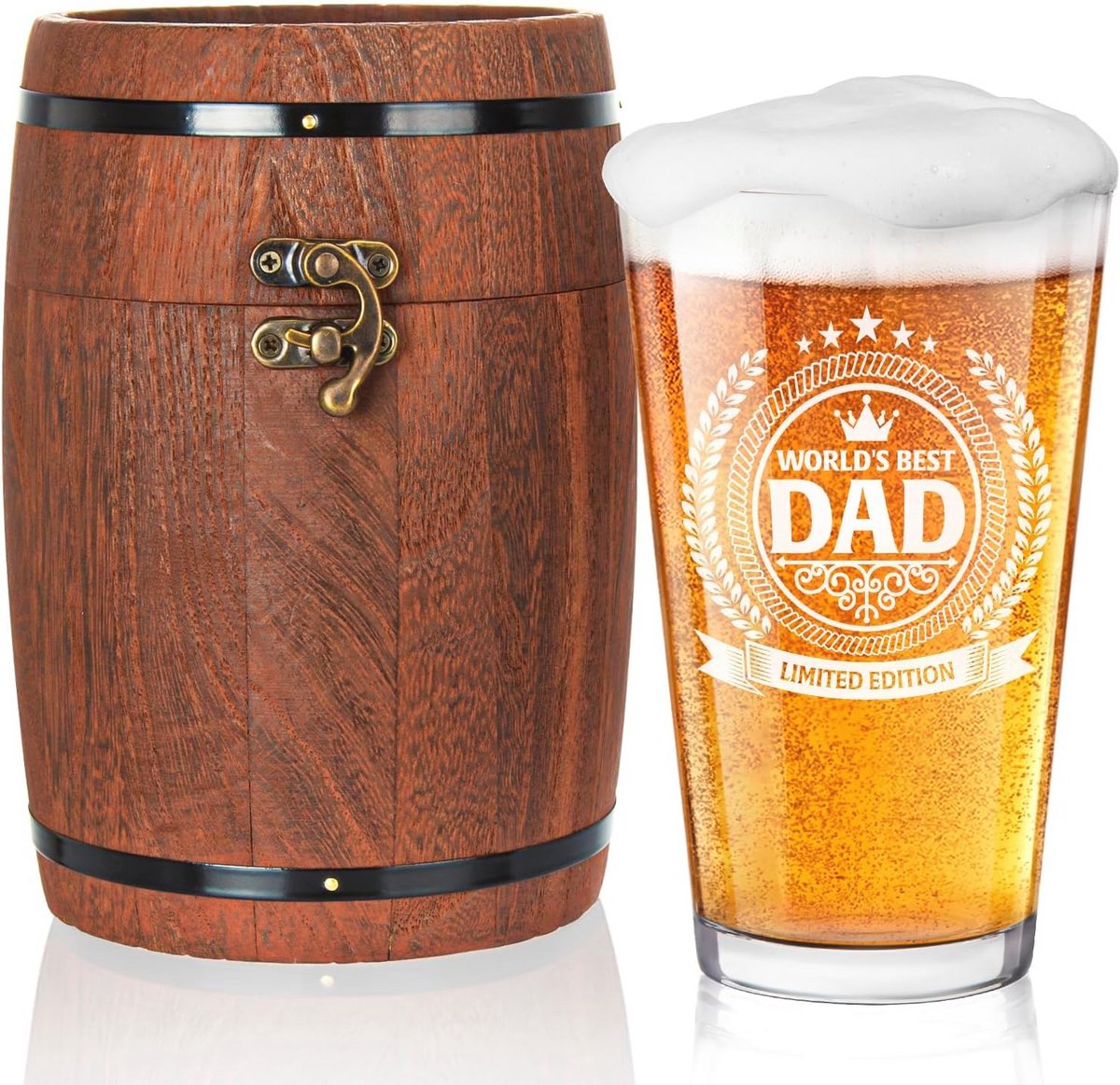 Premium Bierglazen voor Vader - Verjaardagscadeaus voor Papa in Vatdoos