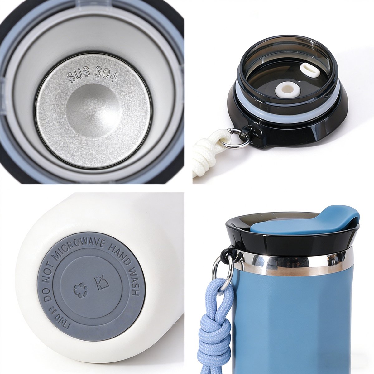 Thermosbeker - Vacuüm Geïsoleerde Koffiemok - Dubbelwandige RVS Reismok - Koffiebeker To Go - Travel Mug voor Koffie en Thee - Lekvrije Beker met Drinkdeksel - Theebeker - Makkelijk Reinigen - Voor Onderweg Kantoor en Auto - 500 ML - 17 fl oz - Blauw — cadeau in Koken & Dineren - foto 3