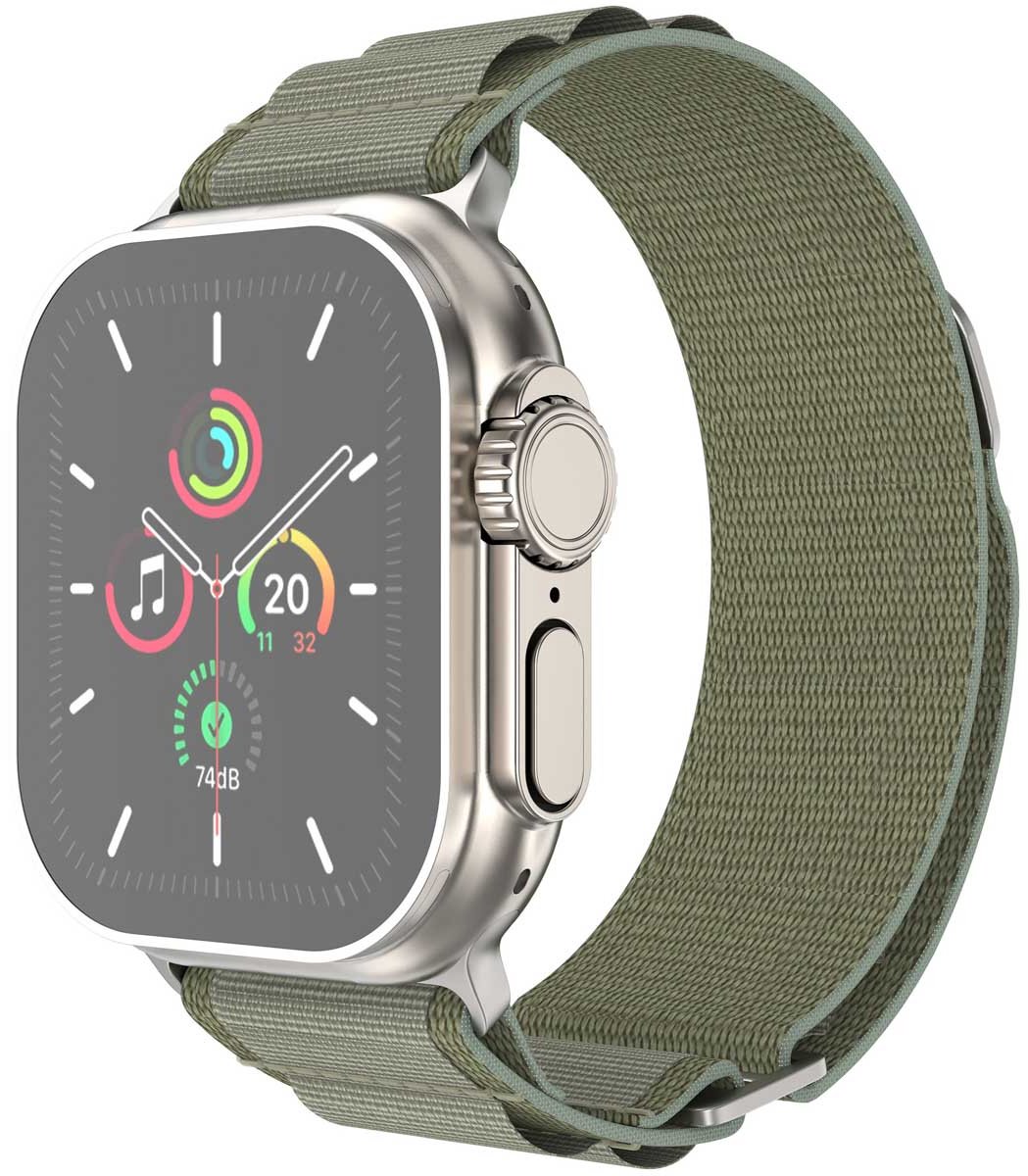 iMoshion Nylon Alpine bandje geschikt geschikt voor Apple Watch Series 1 / 2 / 3 / 4 / 5 / 6 / 7 / 8 / 9 / SE / Ultra (2) - 42 / 44 / 45 / 49 mm - Olijfgroen