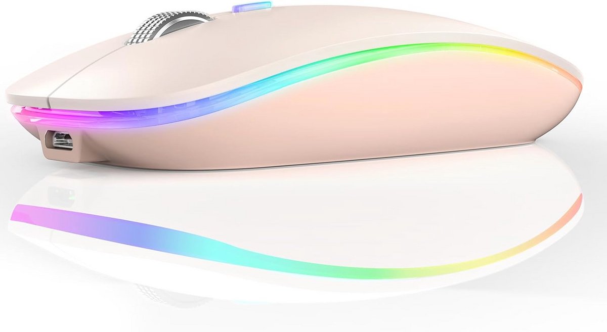 Draadloze Bluetooth Muis met LED Oplaadfunctie - Geruisloze Muis voor Laptop en PC - Licht Roze