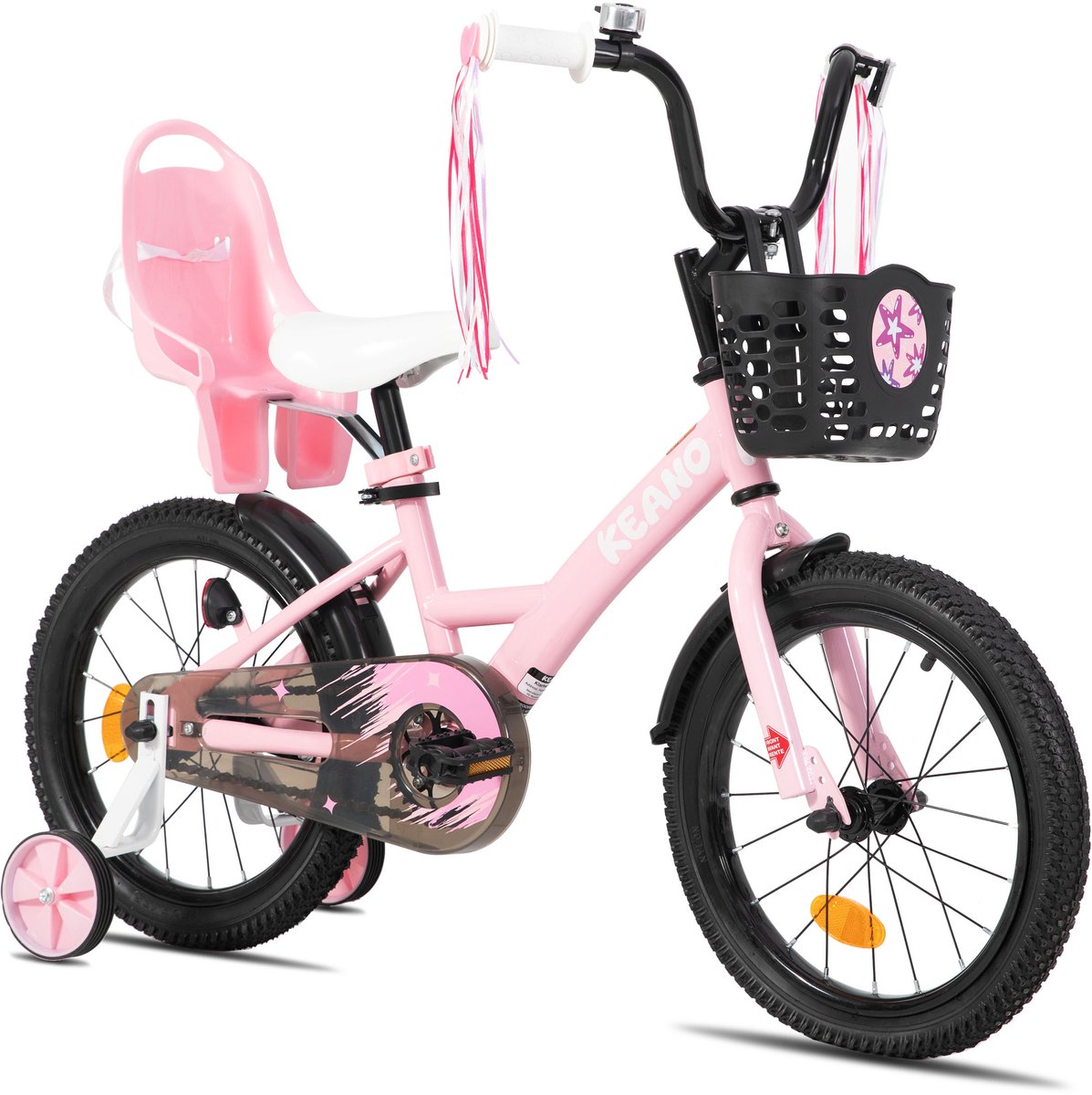 Joystar Zinnia Kinderfiets – 14 Inch – Met Mandje & Slingers – Zijwieltjes – Bel – Terugtraprem – Roze - Geschikt voor buitenactiviteiten in de lente