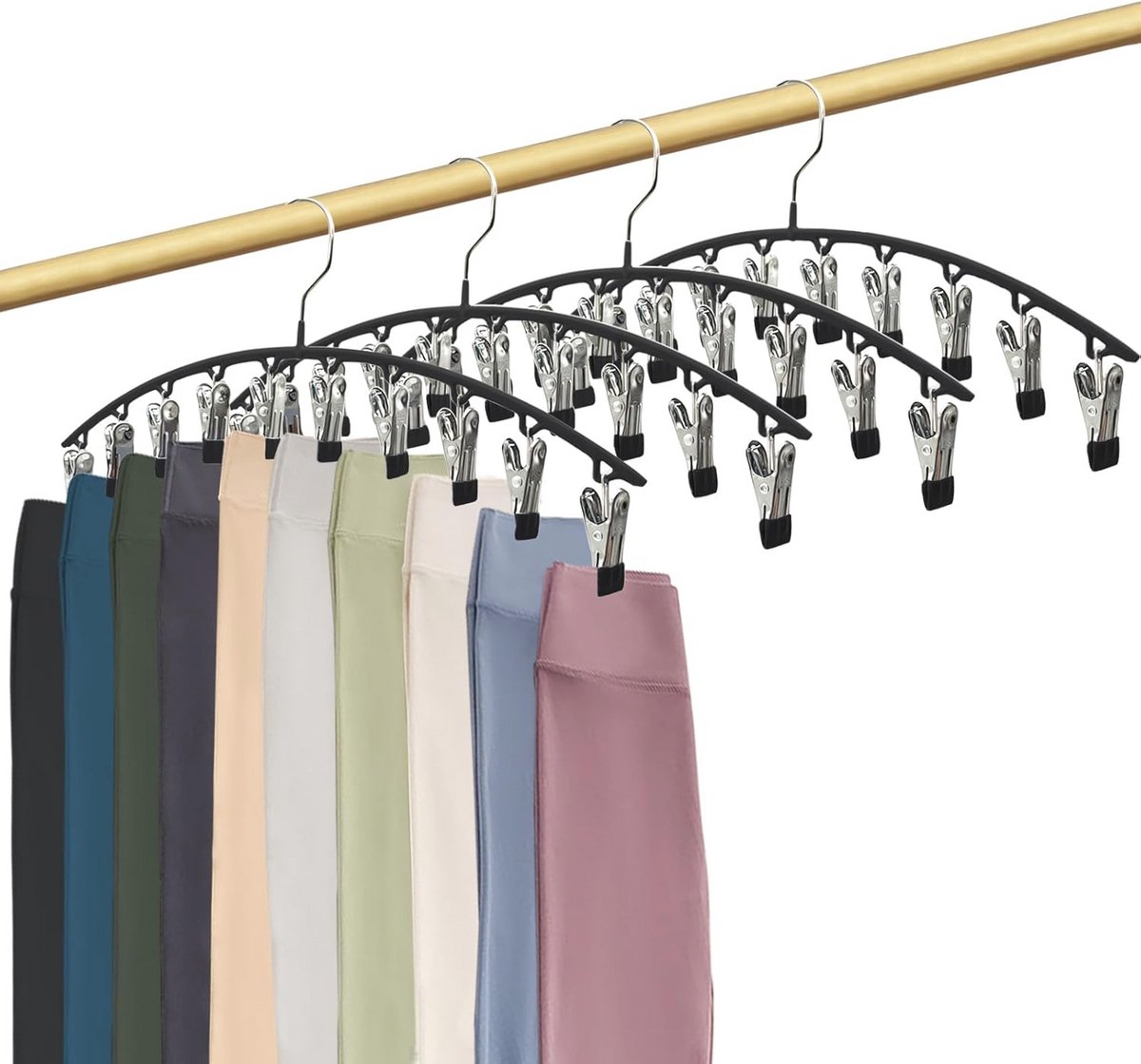 Ruimtebesparende Legging Organizer - 4 Stuks Multifunctionele Kledinghangers met Clips