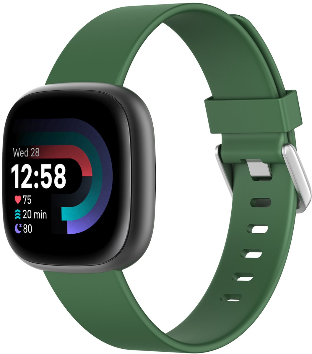 Siliconen bandje - Geschikt voor Fitbit Versa/ Versa 2/ Versa Lite - Donkergroen