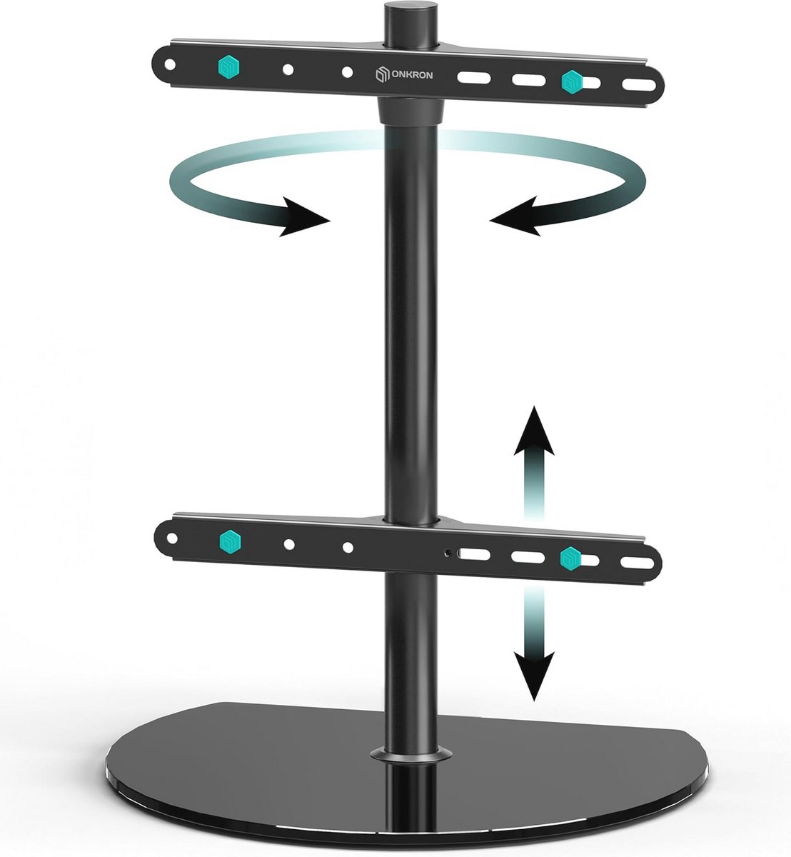 Swivel TV Stand for 32-65 Inch Screens - Height Adjustable TV Base with Glass Holder