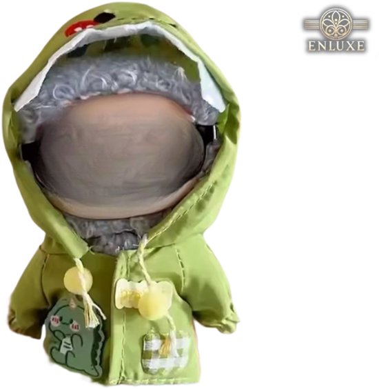 Groene Poppenkleding - Met Dinoregenjas - Cute & Stoer Geschikt voor Labubu van Merkloos — afbeelding 3