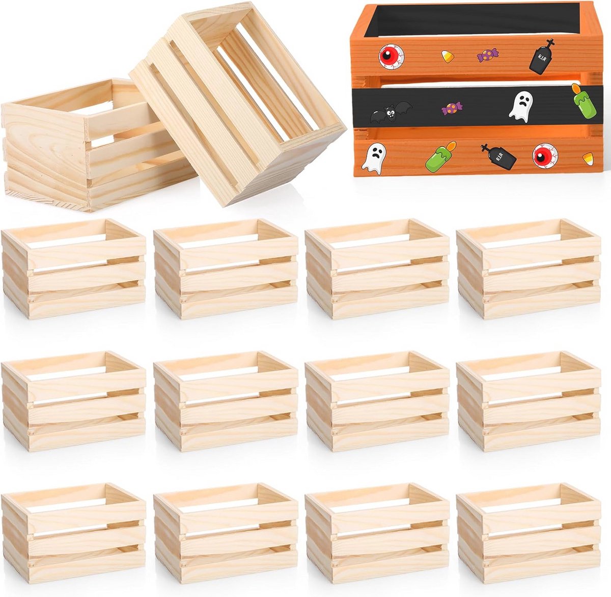 12 Stuks 6.5 Inch Kleine Onvoltooide Houten Kratten voor Creatieve Projecten