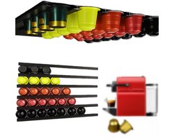 Koffiecaps Houder - Set van 6 - DIY Koffie Pad Houder - 30cm - Houdt 30~40 Capsules - Geschikt voor Nespresso K-cup Caffitaly - Wandmontage of Onder Kasten