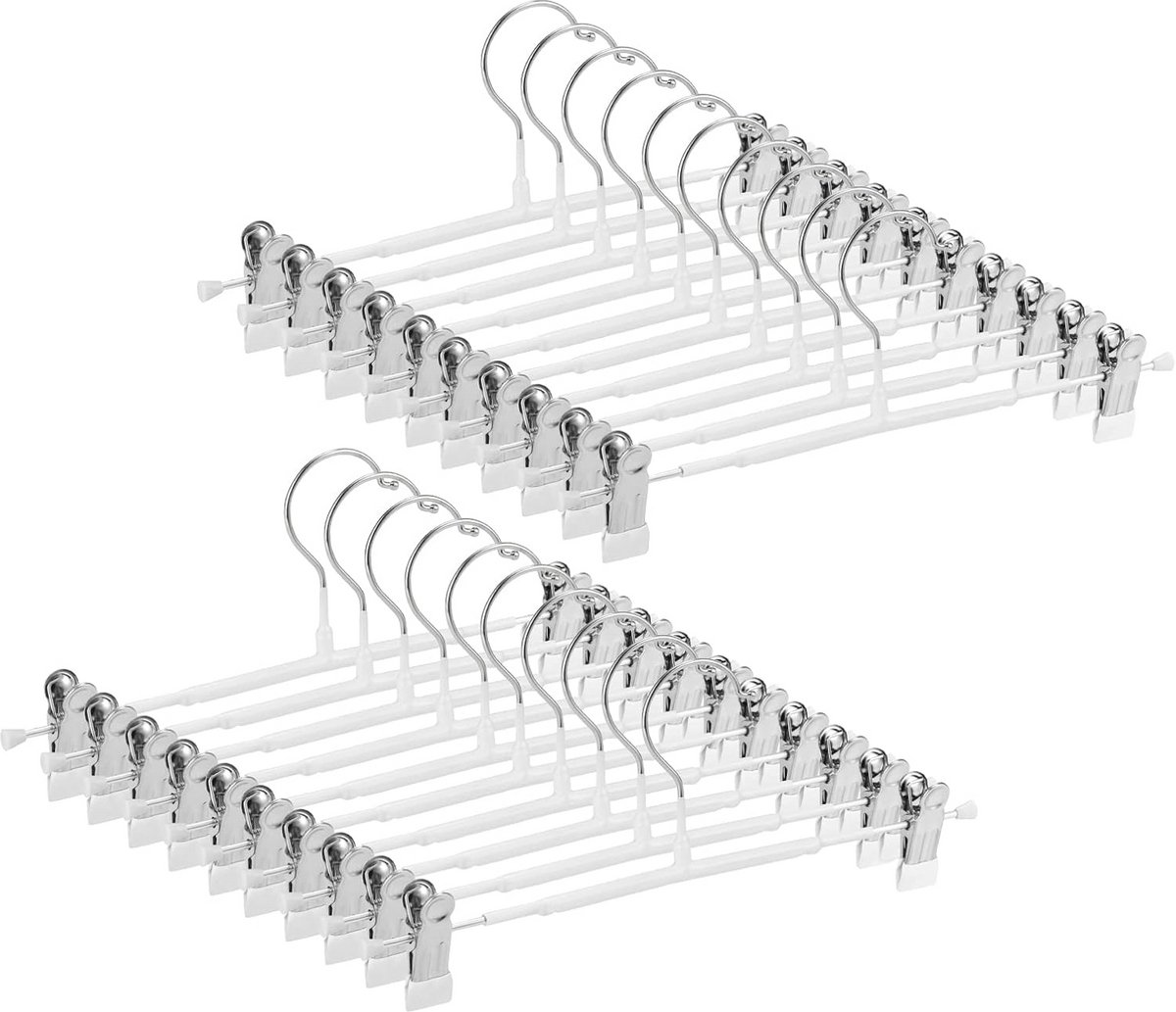 Ruimtebesparende Antislip Broekhangers met Verstelbare Clips - 20 Stuks