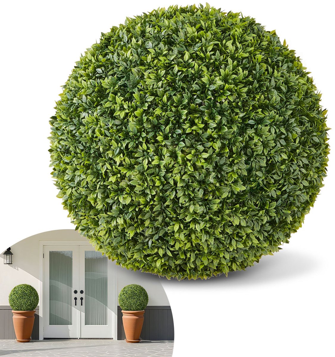 Buxusbol - Kunstplant - Diameter 58,4 cm - Kunstbuxus - Voor Binnen & Buiten - Eenvoudige Montage - Voor Tuin, Terras & Balkon - Groen