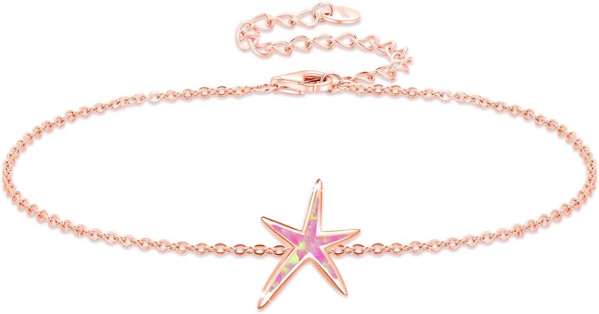 Allecta - Zeesterarmband met opaal voor vrouwen en meisjes, blauw strand sieraad 925 zilver