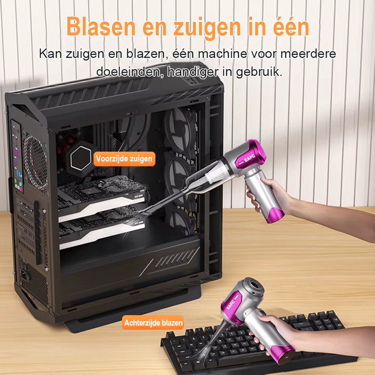 EAFC - Draadloze Mini Stofzuiger - Krachtige Handstofzuiger - afbeelding 3