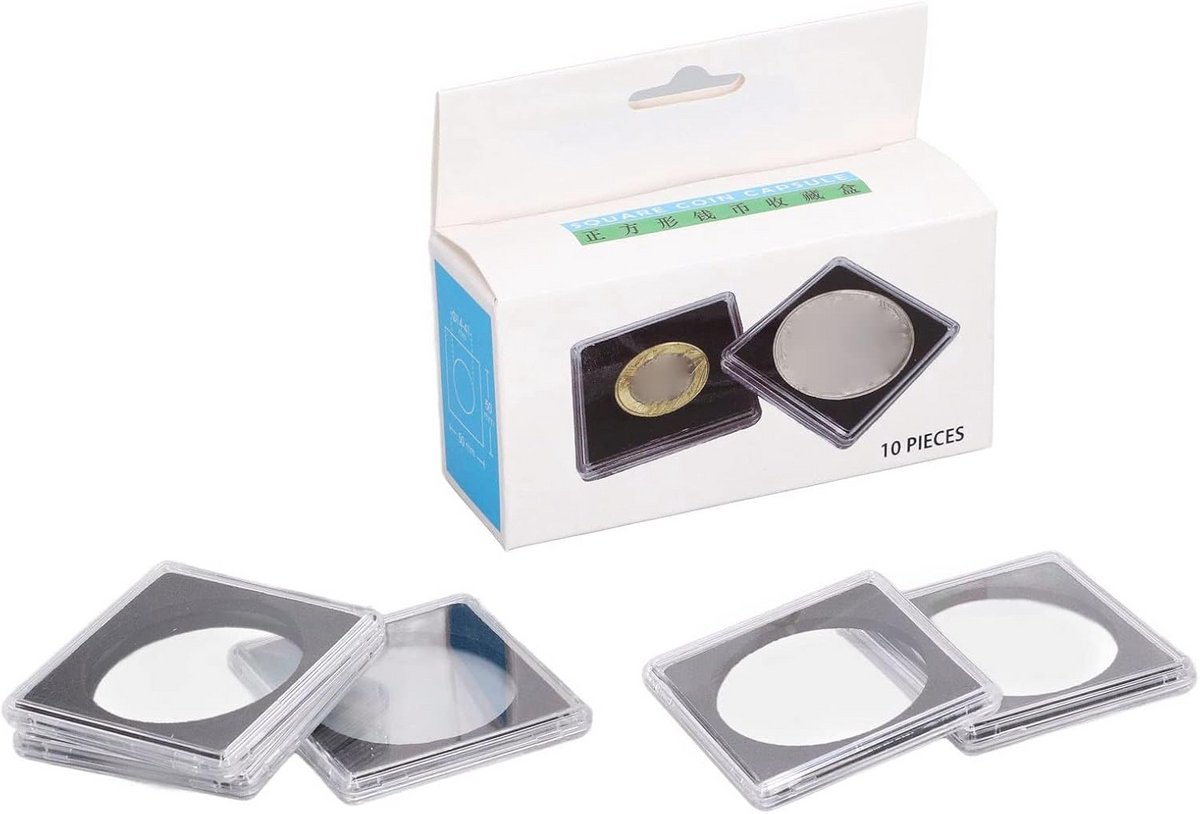10 Stuks Vierkante Acryl Muntcapsules voor Dollar Munten en Collecties
