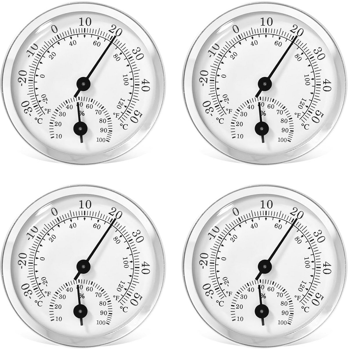 4-pack Analoge Mini Thermo-Hygrometer Set voor Binnenklimaat Meting