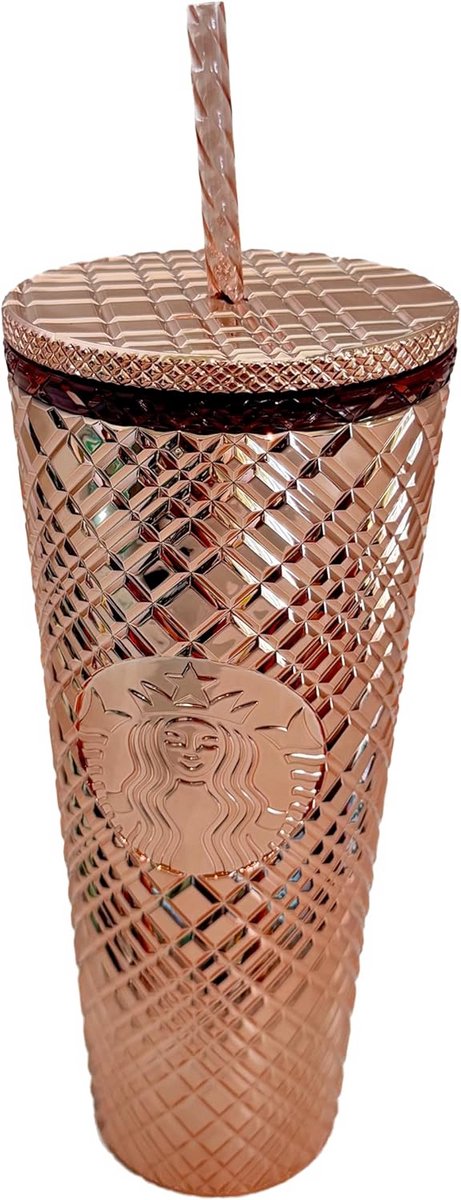 Grote Tumbler Ijskoffie Beker 24 oz - Roségoud - Dubbelwandig