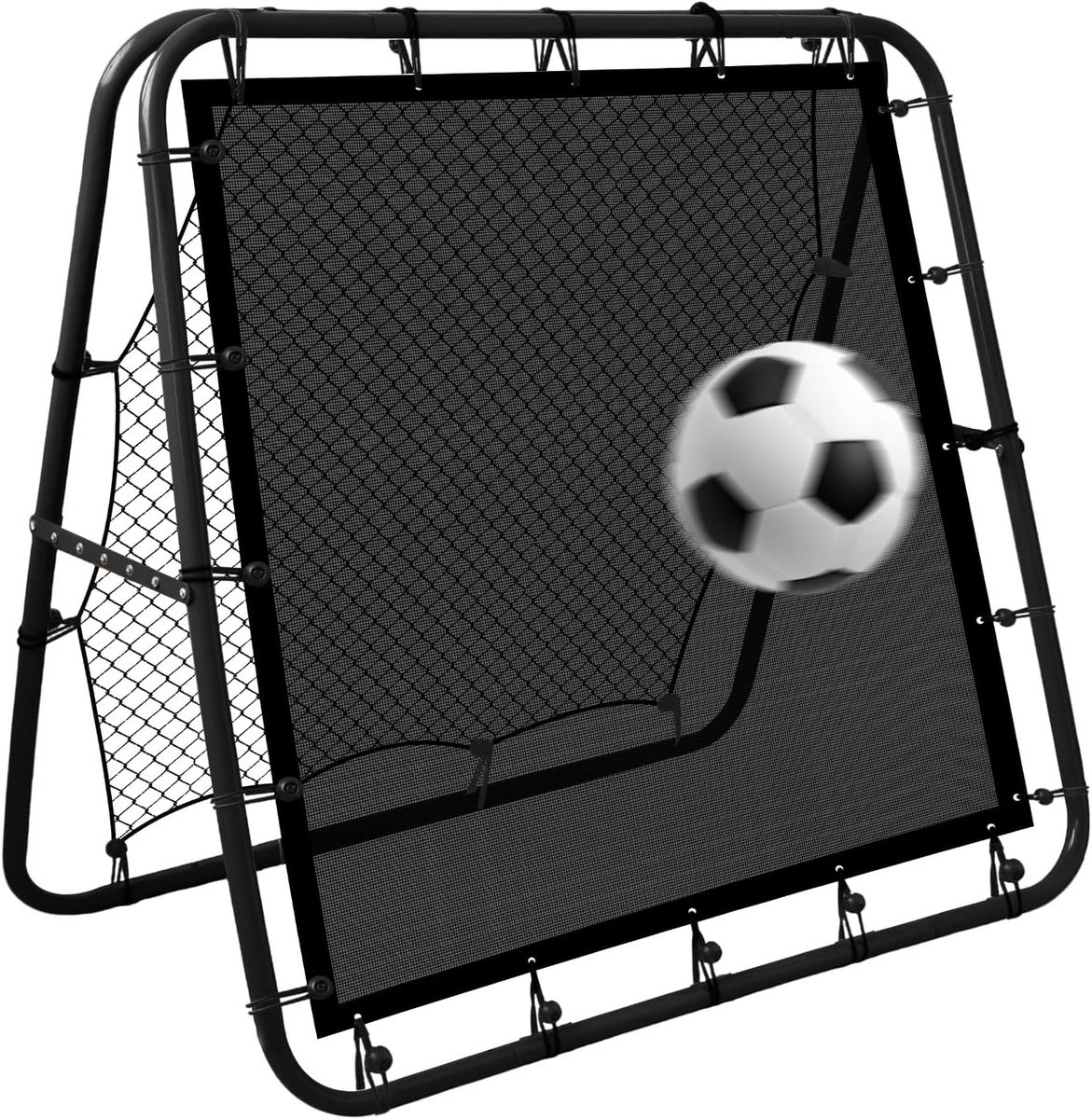 Voetbal Rebounder (120x120 cm) - Dubbelzijdig Trainingsnet met 6 Instelbare Hoeken voor Sporttraining