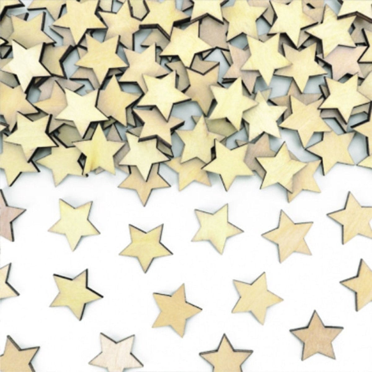 Confetti houten sterren 2 x 2 cm (50 stuks)