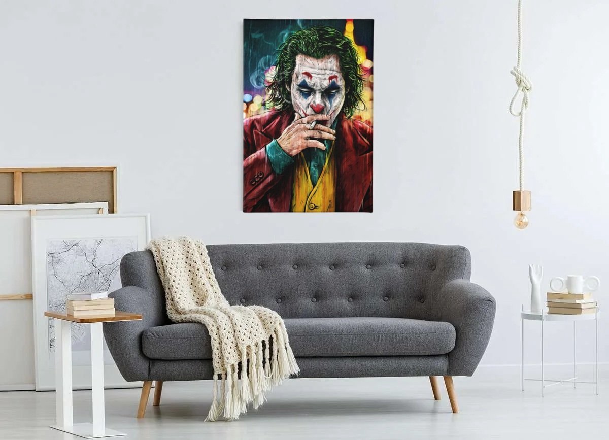 Trendex Global Canvas Schilderij - Pop Art - Donker stadsfiguur portret – Moderne wanddecoratie - 150x100 cm Kleurrijk