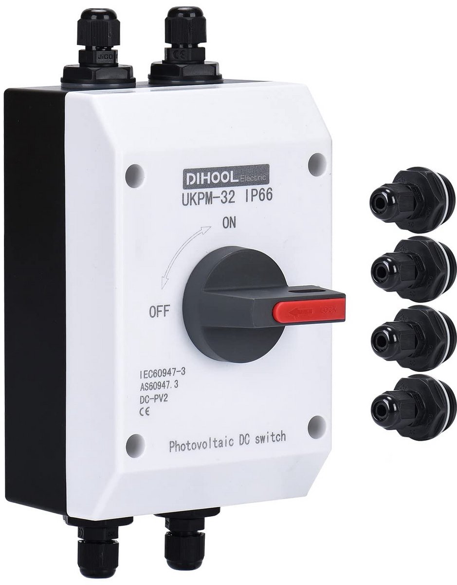 Waterdichte DC Schakelaar IP65/IP66 Stroomonderbreker 32A 1200V voor Zonnepaneel en PV Systeem