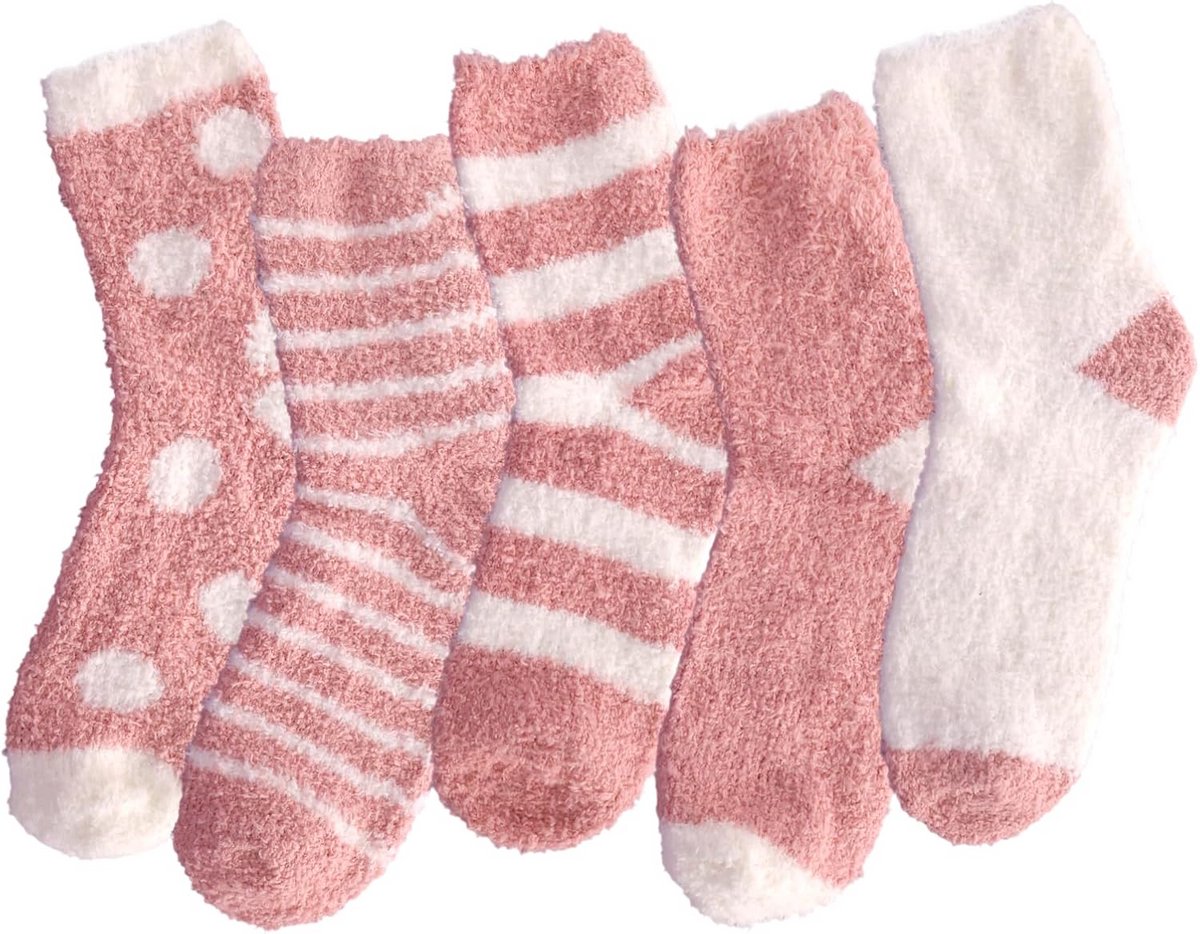 5 Paar Dames Comfortabele Warme Fluffy Sokken Coral Fleece Maat 39-42